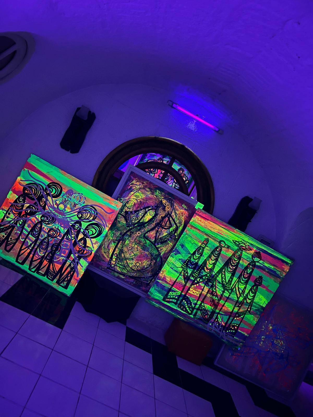 Artistic archway inside the gallery space