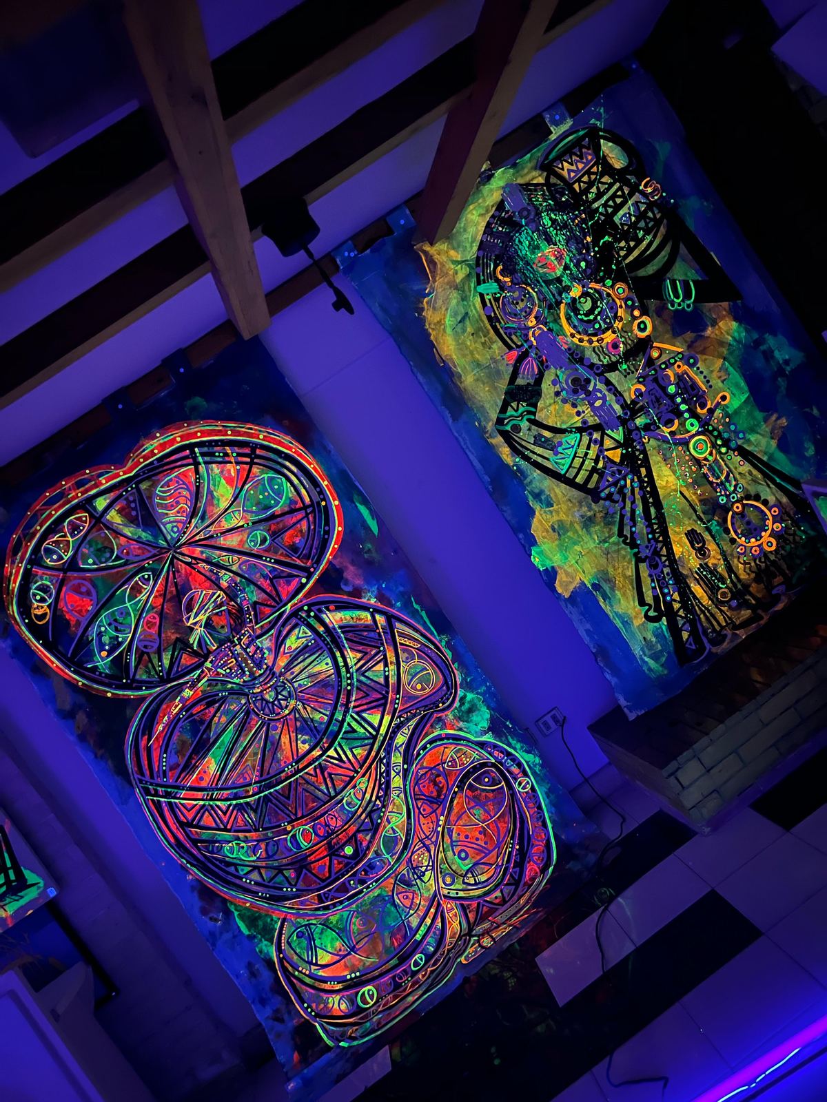 The gallery space prepared for a sound journey
